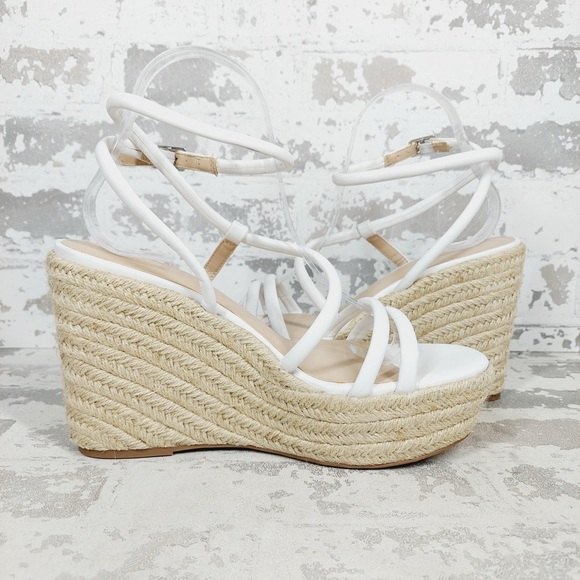 NEW BP White Cohan Espadrille Wedge Strappy Sandals W633 - Picture 3 of 11